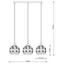 Lampa zwis Florence Glam złota z kryształami 3-punktowa