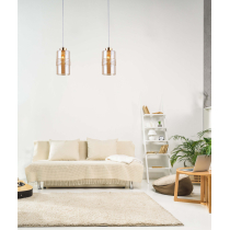 Złota lampa wisząca BERGEN, szklany klosz, skandynawski design