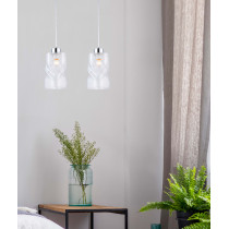 Lampa zwis LARVIK, szklany skręcony klosz, skandynawski design