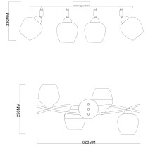 Lampa sufitowa na belce MOMO, 4 ramienna, chrom