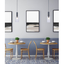 Czarna skandynawska lampa wisząca LAHTI, przeźroczysty klosz