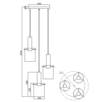 Złota skandynawska lampa wisząca LAHTI, bursztynowy klosz
