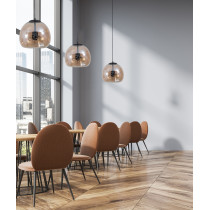 Lampa wisząca OPTIMA, wklęsły bursztynowy klosz