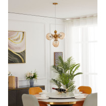 Nowoczesna lampa wisząca CASTILLO szampański owalny klosz