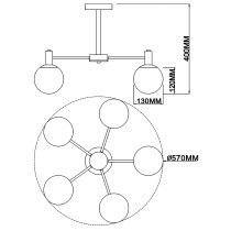 Lampa sufitowa MOMO, 5 ramienna, chrom