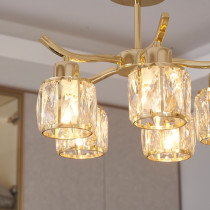 Żyrandol Aria złoty, kryształowe klosze