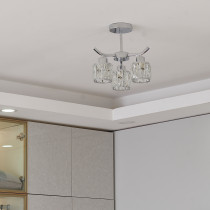 Żyrandol Aria chromowy, kryształowe klosze