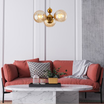 Nowoczesna lampa wisząca CASTILLO szampański owalny klosz