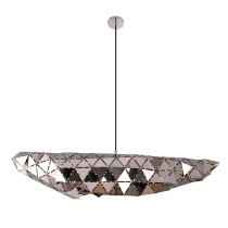 Designerska lampa wisząca COMET, chromowa, metalowa konstrukcja, 2pł