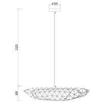 Designerska lampa wisząca COMET, chromowa, metalowa konstrukcja, 2pł