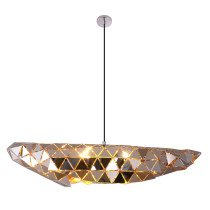 Designerska lampa wisząca COMET, chromowa, metalowa konstrukcja, 2pł