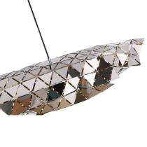 Designerska lampa wisząca COMET, chromowa, metalowa konstrukcja, 2pł
