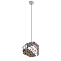 Designerska lampa wisząca COMET, chromowa, metalowa konstrukcja, 25 cm średnica