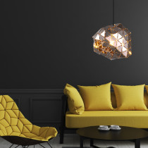 Designerska lampa wisząca COMET, chromowa, metalowa konstrukcja, 25 cm średnica