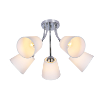 Lampa sufitowa CAMILA, do niskich pomieszczeń, chromowa oprawa, abażury z tkaniny