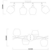 Lampa sufitowa na belce MOMO, 4 ramienna, gold