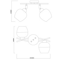 Lampa sufitowa na belce Momo, 2 ramienna, gold
