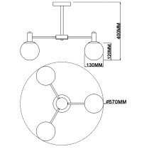 Lampa sufitowa MOMO, 3 ramienna, gold