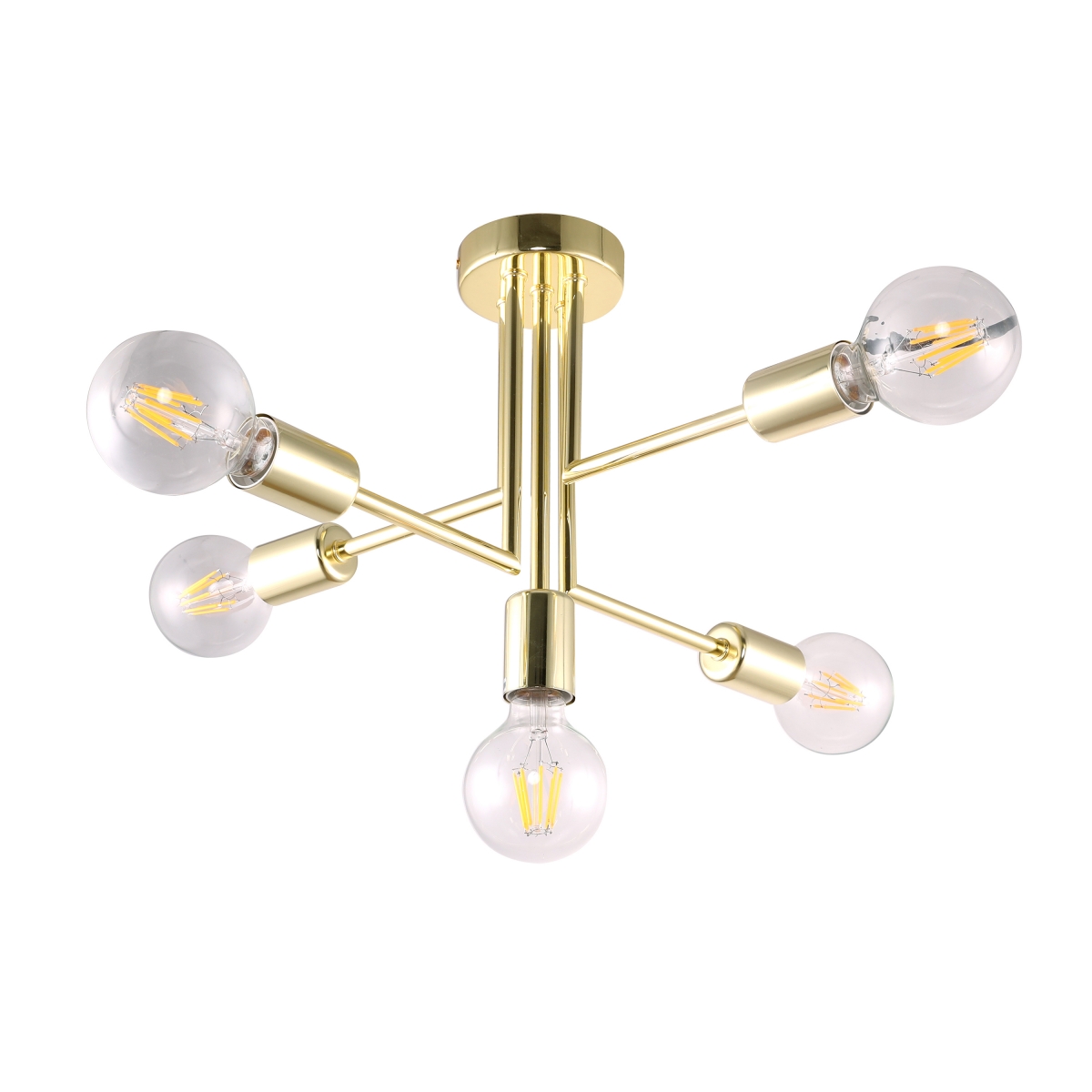 Lampa w stylu industrialnym, loftowym PIPES, złota 5 ramienna