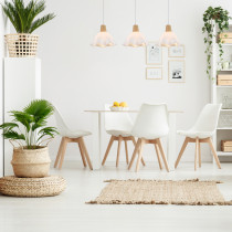 Lampa wisząca Ballerina, 3 punktowa, falbankowy klosz, styl skandynawski