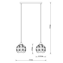 Lampa zwis Florence Glam francuskie złoto z kryształami 2-punktowa 17340-2L FGL