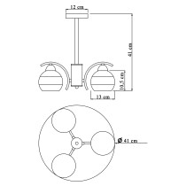 Żyrandol Mona, złoty, 3 ramienny w nowoczesnym designie