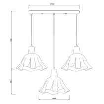 Lampa wisząca Ballerina, 3 punktowa, falbankowy klosz, styl skandynawski