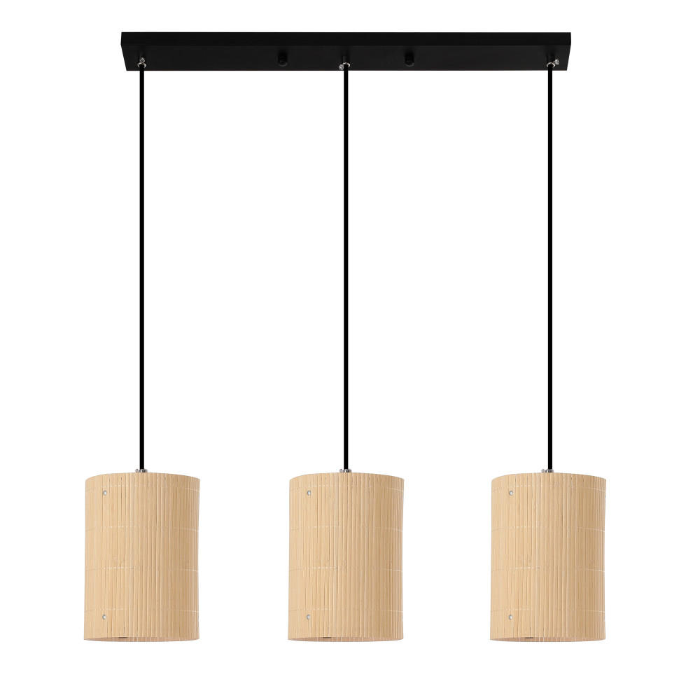 Lampa wisząca BAMBOO, styl boho, naturalny bambus, 3 światła, śr. 30 cm