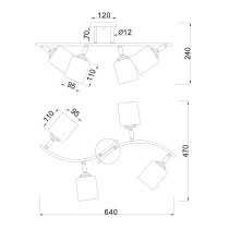 Lampa sufitowa CORGI, styl minimalizm, chrom, 4 światła, dł. 64 cm