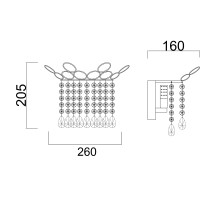 Kinkiet ELICA, styl glamour, chrom, wys, 20.5 cm