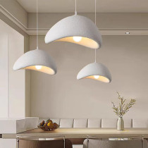 Lampa wisząca GAIA, styl wabi sabi, biała, śr. 40 cm