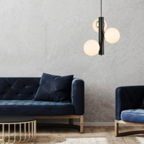 Lampa wisząca PULI, styl nowoczesny, 3 światła, czarno-złota, śr. 37