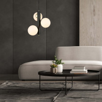 Lampa wisząca PULI, styl nowczesny, 3 światła, czarno-złota, śr. 37