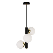 Lampa wisząca PULI, styl nowczesny, 3 światła, czarno-złota, śr. 37