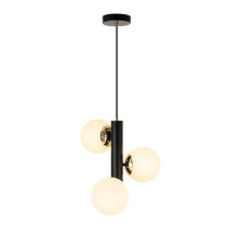 Lampa wisząca PULI, styl nowczesny, 3 światła, czarno-złota, śr. 37