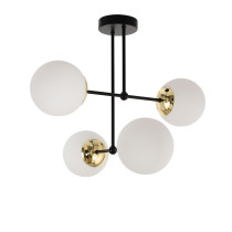 Lampa sufitowa PULI, styl nowczesny, 4 światła, czarno-złota, śr. 37