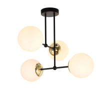 Lampa sufitowa PULI, styl nowoczesny, 4 światła, czarno-złota, śr. 37 cm