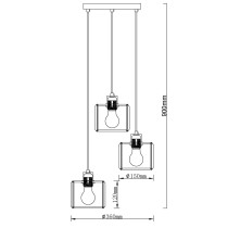 Lampa wisząca Kwarc 3-punktowa z kryształami