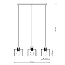 Lampa wisząca Kwarc 3-punktowa z kryształami