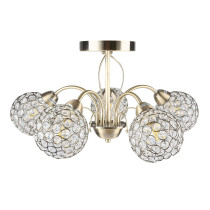 Lampa sufitowa Sezam z kryształami, 5-ramienna, patyna