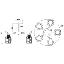 Żyrandol Aria złoty, kryształowe klosze