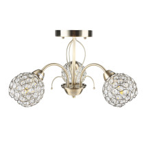 Lampa sufitowa Sezam z kryształami, 3-ramienna, patyna