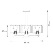 Żyrandol Kwarc chrom, kryształowy 3-ramienny