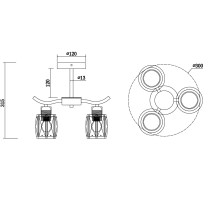 Żyrandol Aria chromowy, kryształowe klosze