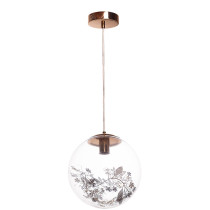 Lampa wisząca Flora, złote kwiaty, listki