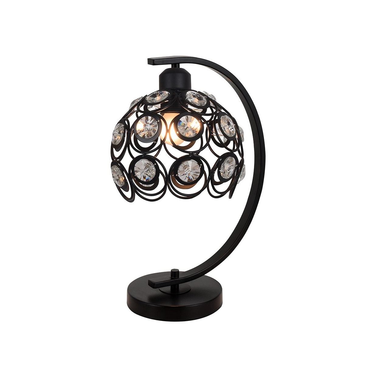 Lampa stołowa Florence czarna z kryształami