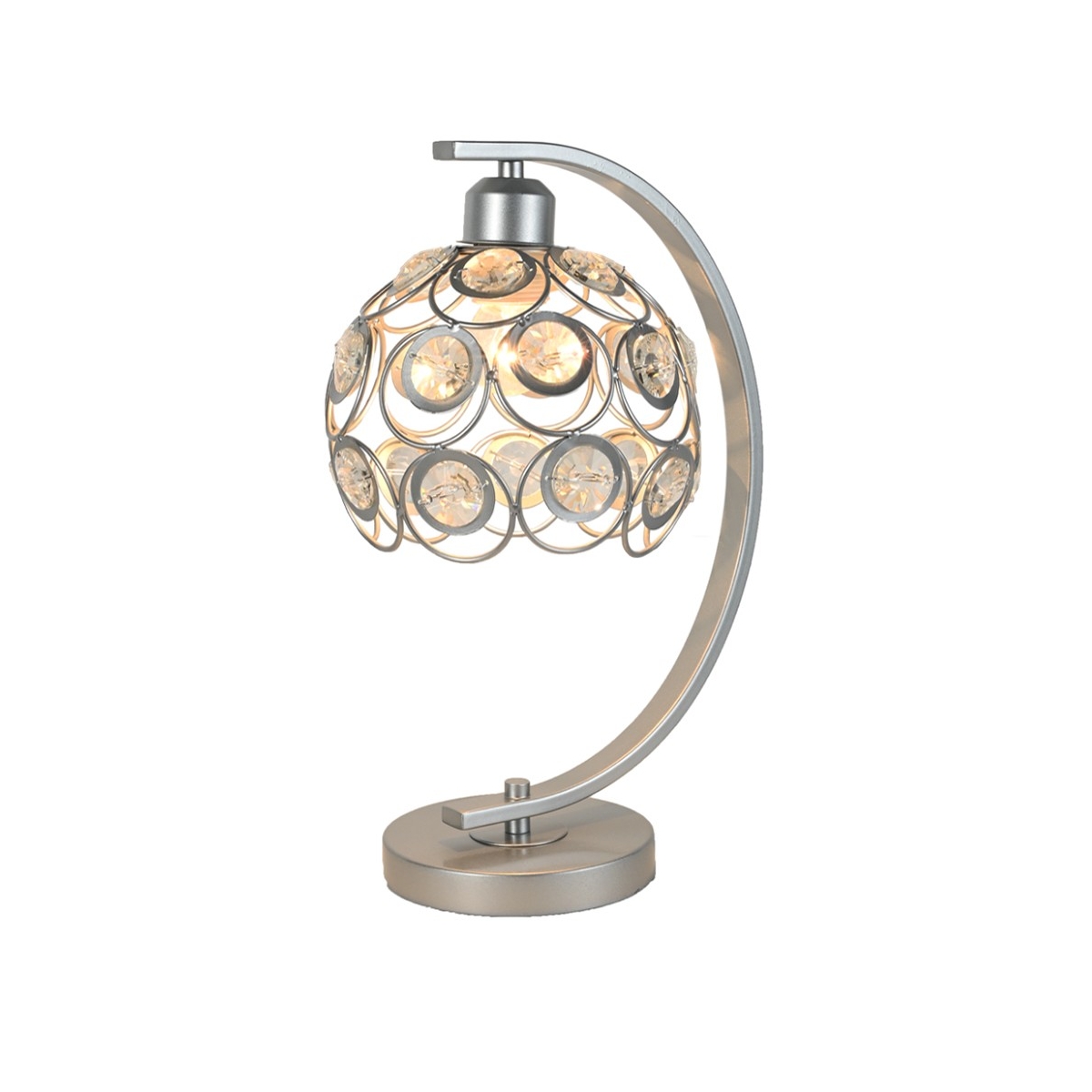 Lampa stołowa Florence srebrna z kryształami