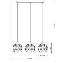 Lampa zwis Florence czarna z kryształami 3-punktowa