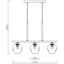 Lampa wisząca Liza złota, 3-punktowa